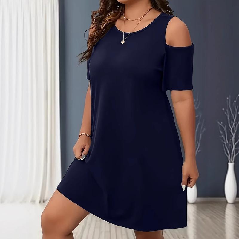 Spring and Summer European Style Plus Sizemm Women Clothing Short Sleeve Off-shoulder Size Maxi Dress
