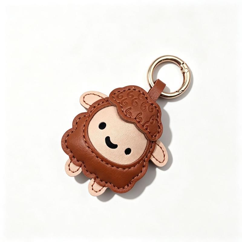 Lindo Llavero de Oveja de PU Dibujo Animado Anillo de Llave de Cordero Kawaii Colgante de Animal para Mochila Bolso Decoración Regalo