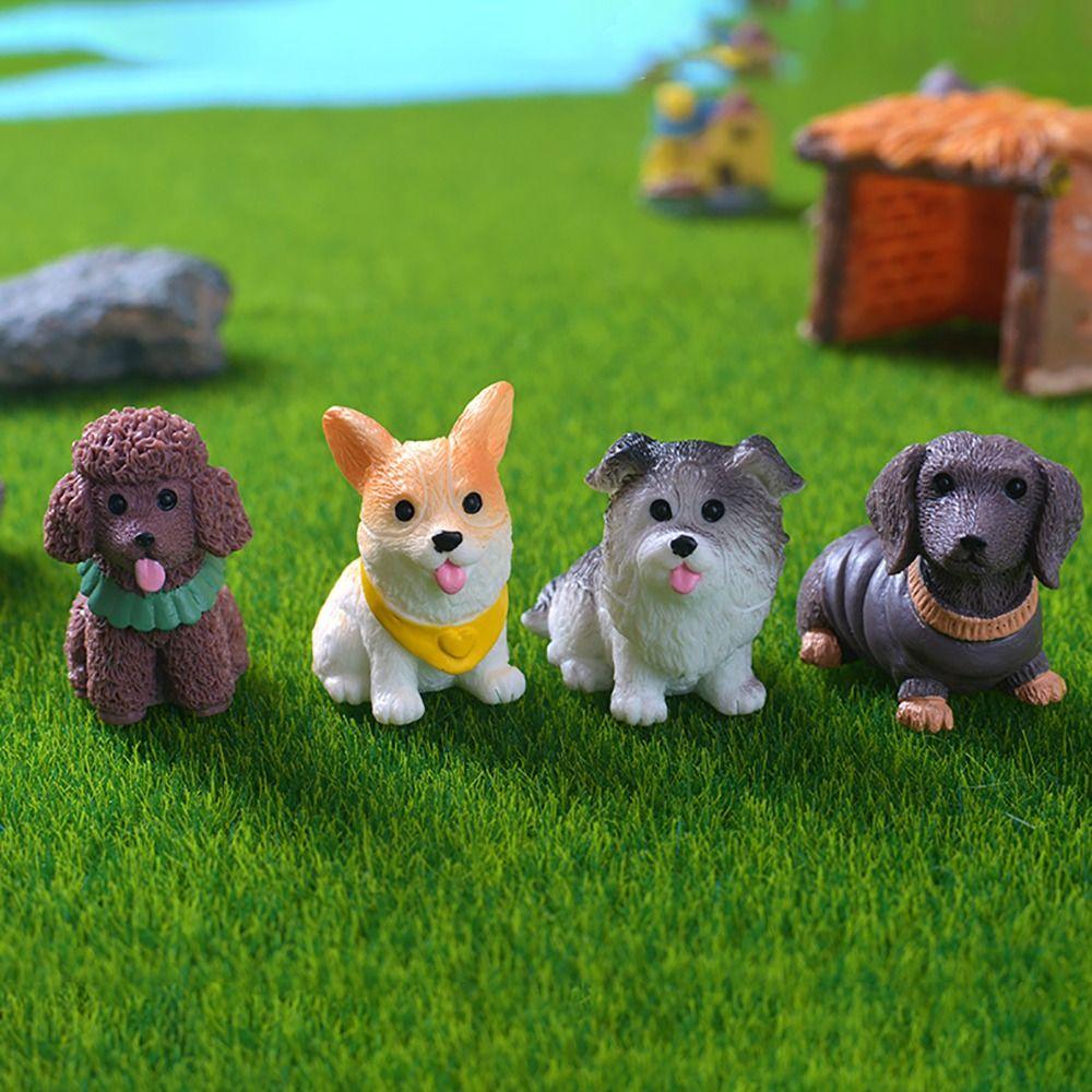 12Pcs Resin Craft Dog Ornaments Desktop Decoration Dog Figurine Animal Statue  Miniature Landscapes
