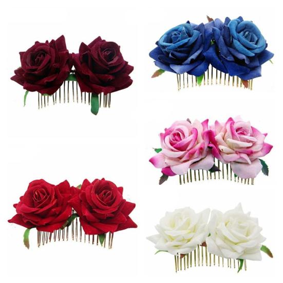 Rose Hairpin Bridesmaid Wedding Women Hair Accessory Bridal Flower Hair Comb