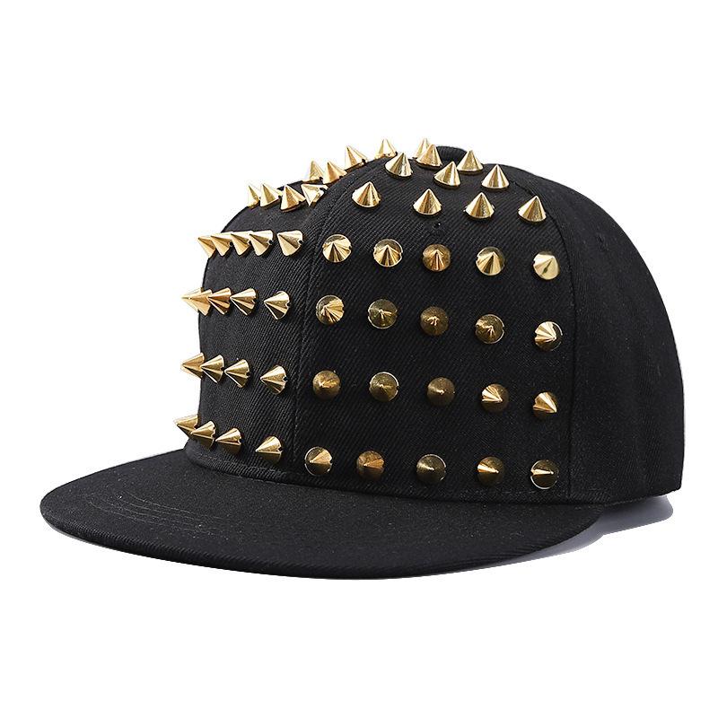 

Nail Hat Street Personalized Fashion Rivet Duck Tongue Hat Hip Hop Street Dance Hat Flat Edge Baseball Hat Adjustable золотой