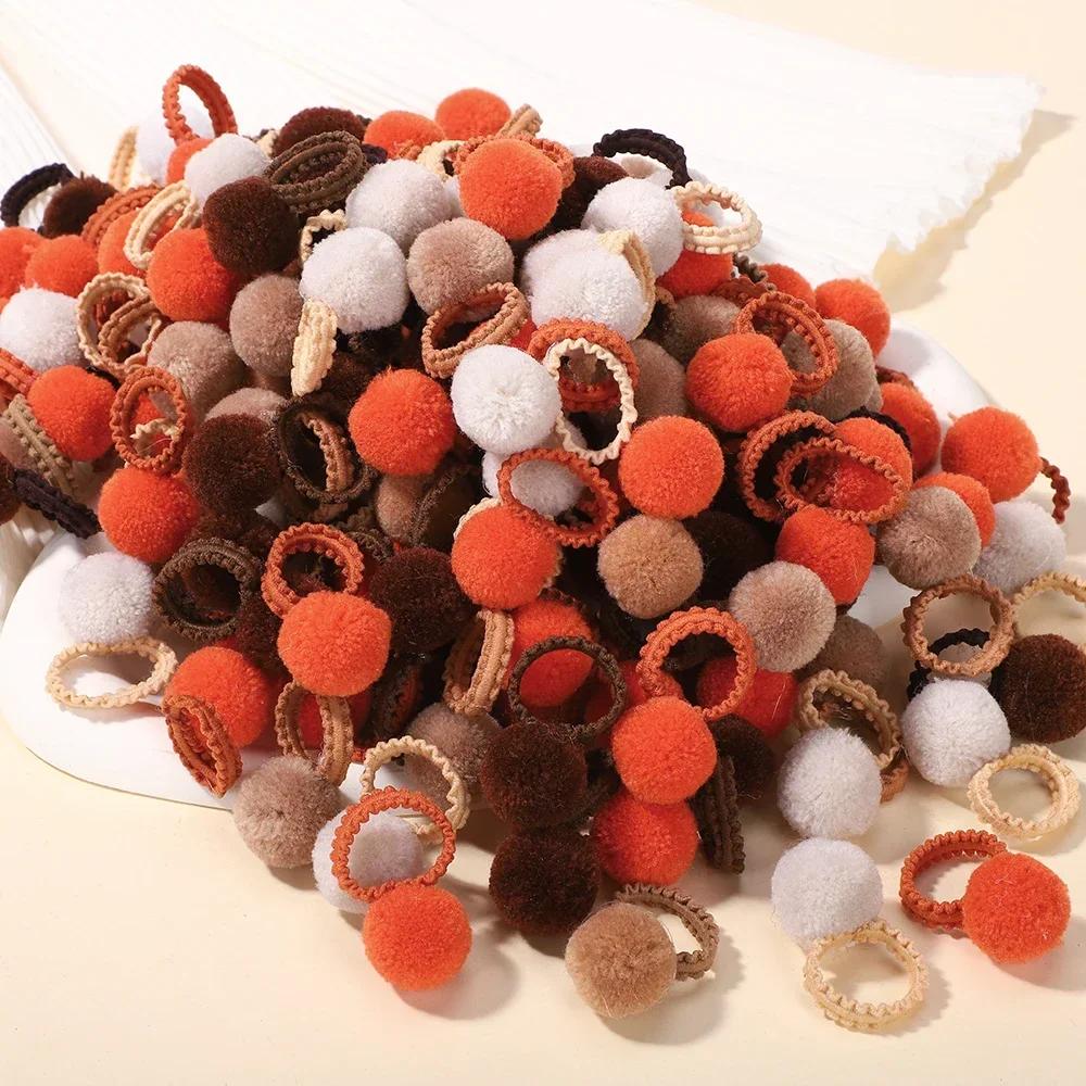 

20 шт./набор Разноцветные плюшевые шарики Эластичные резинки для волос для детей Девочек Веревки для волос Завязки Резинки для хвостика Головные уборы Аксессуары для волос