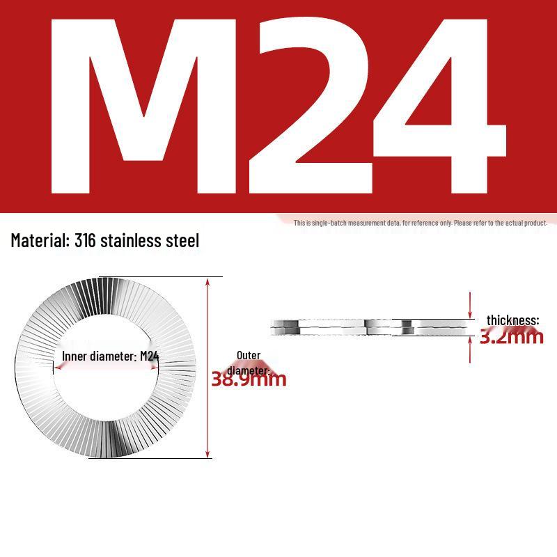 DIN25201 304 Stainless Steel Self-Locking Double Stack Washer, 65Mn Manganese Anti-Loosening, Double-Sided Tooth Layer.