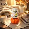 Festival Atmosphere Room Decor Fall Pumpkin Owl Figurine, Resin on Statue with Cute Halloween Desk Accessories Sunflower for Autumn Thanksgiving