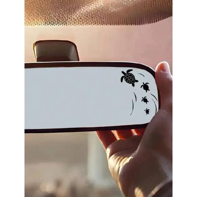 Cute Turtle Swimming Rearview Mirror Sticker – Waterproof Vinyl Material, Fun & Unique Car Decoration