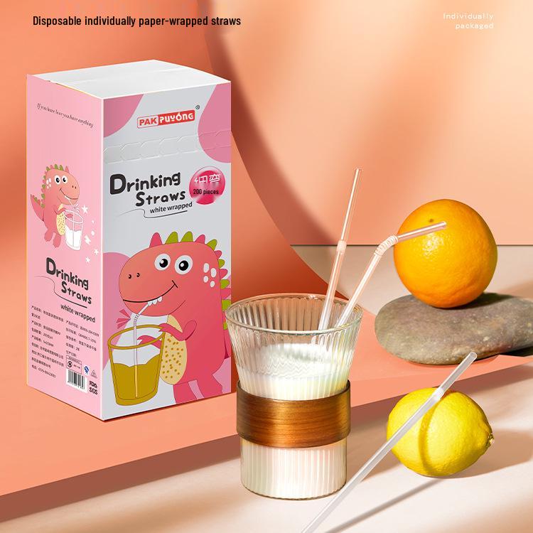 Individually Wrapped Food-Grade Plastic Milk Elbow Straws for Children and Maternity