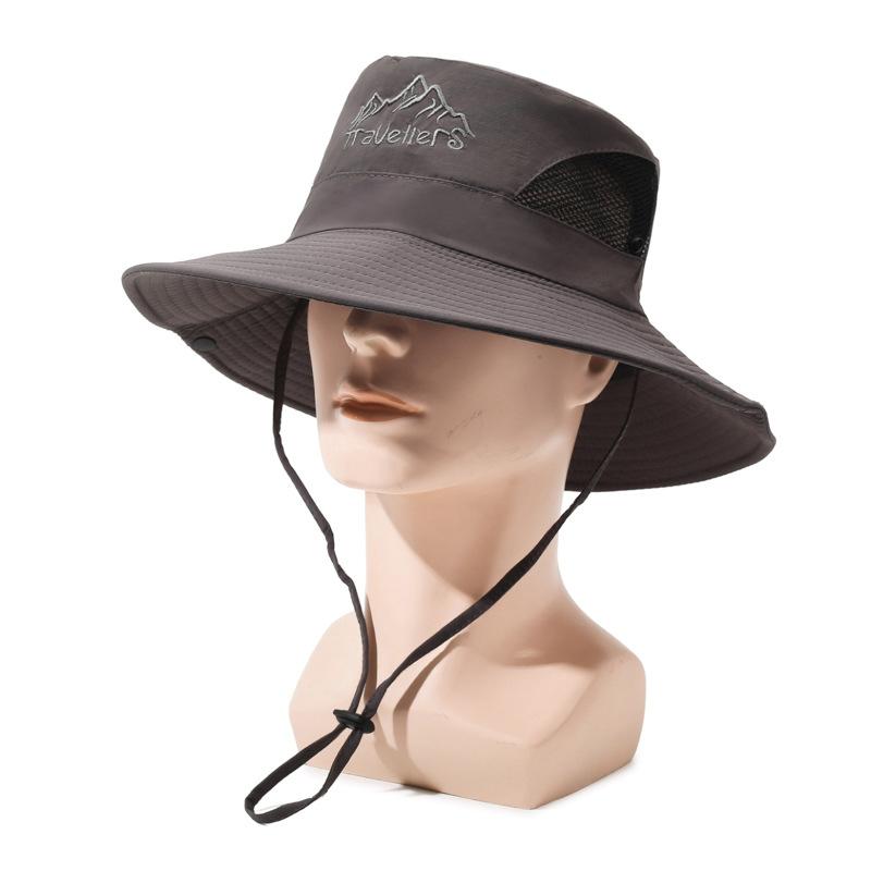 Summer Fishing Hat Men's Big Brim Hat Outdoor Solid Color Sunscreen Hat Travel Sun Hat