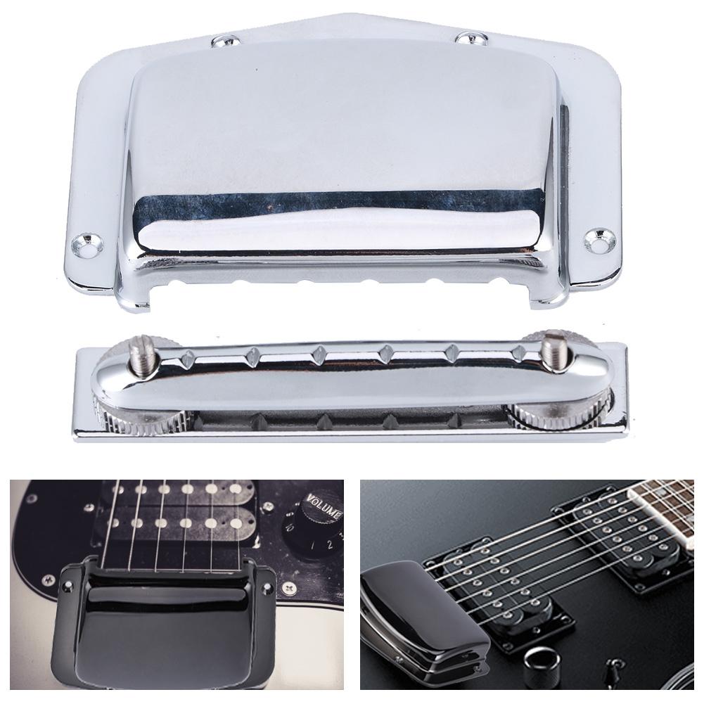 6 String Electric Guitar Adjustable Archtop Tailpiece Bridge Cover Plate AccessorySilver