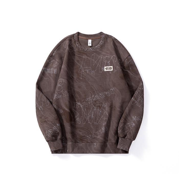 2024 Autumn Men’s Luxury Trendy Long Sleeve Round Neck Plus Size Hoodie