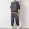 Waffle Sweater Suit Loose Casual Autumn and Winter Round Neck Men's Long-sleeved Trousers Youth Clothes