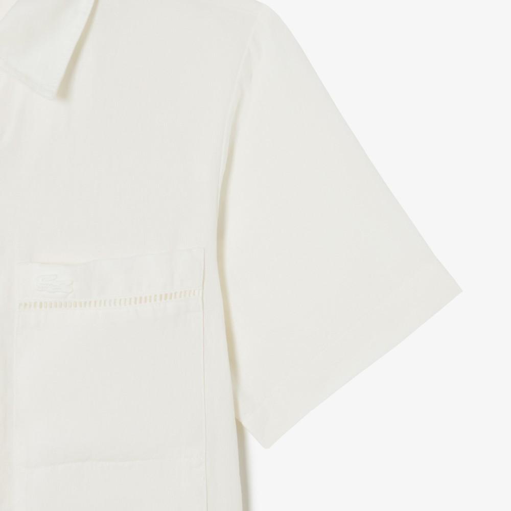 Lacoste Women's Linen Openwork Short Sleeve Shirt CF197E-56G70V