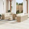 vidaXL 11-piece Garden Sofa Set with Beige Cushions In Synthetic Rattan and Acacia 3361456