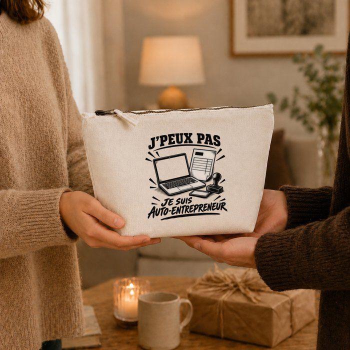 Trousse de toilette - PLANETEE - Collection « J'peux pas minimaliste » - Beige - 100% coton - 3 L - Zip métal