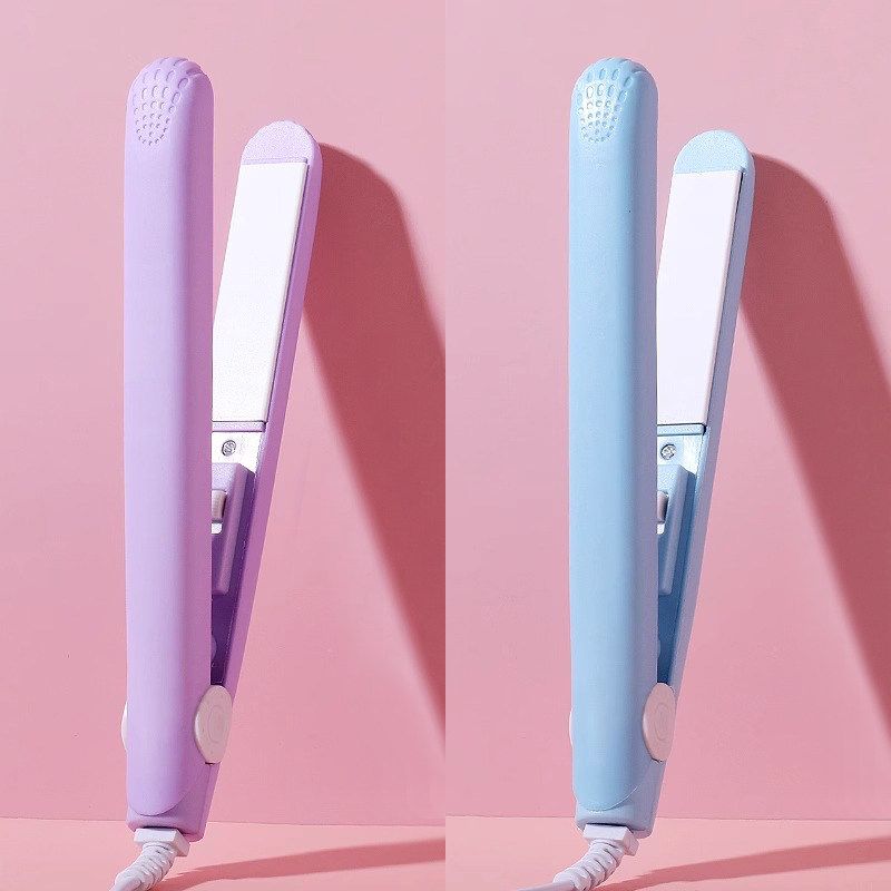 Mini Electric Hair Straightener and Curler for Bangs, Student Flat Iron, Portable Mini Hair Straightener and Curling Iron