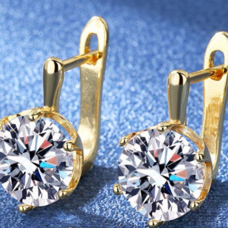 High quality white k white diamond large zircon ear buckle wedding engagement earrings women