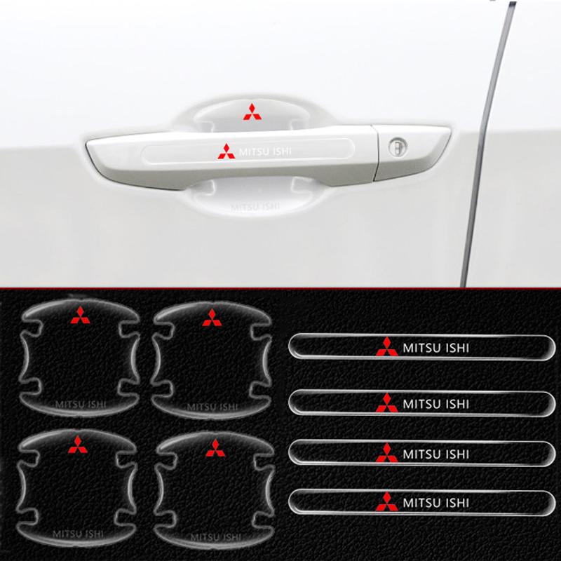 Pour Mitsubishi ASX Lancer Cordia Pajero Outlander Eclipse Galant Mirage Colt Poignée de Porte de Voiture Bol Bandelettes Autocollantes Transparentes