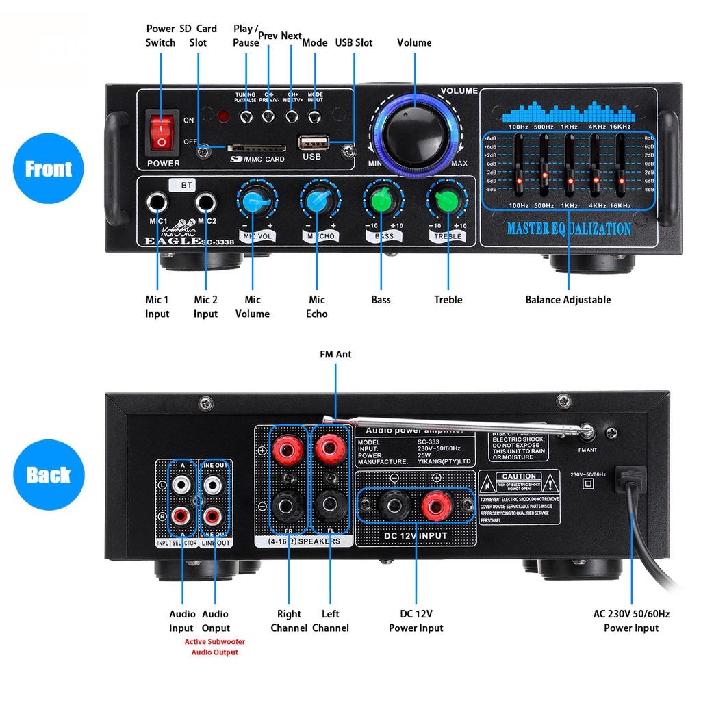 2000W 2 Micphone 220V FM AUX USB SD AMP Home Cinema Karaoke Remote Control Stereo Amplifier bluetooth Surround Sound Mixer