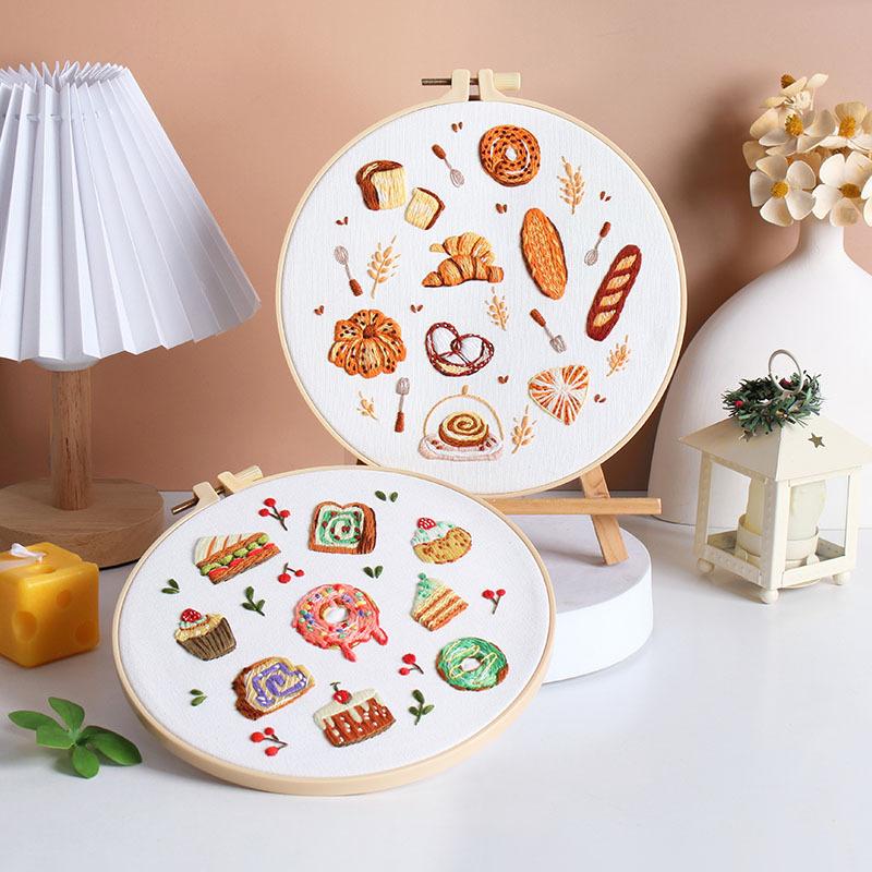 Bread Dessert Embroidery Handmade Diy Material Package Kit Needle And Thread Set New Product