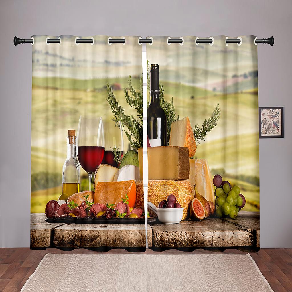 90% Shading Thick Red Wine Cellar Barrel Vintage Blackout Window Curtains For Bedroom Living Room Bathroom Kicthen Door Hall