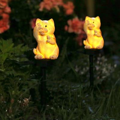 Neues LED Solar Rasenlicht Harz Landschaft Hof Park Atmosphäre Dekoration Licht Emittierend Außen Katze Erdspießlicht