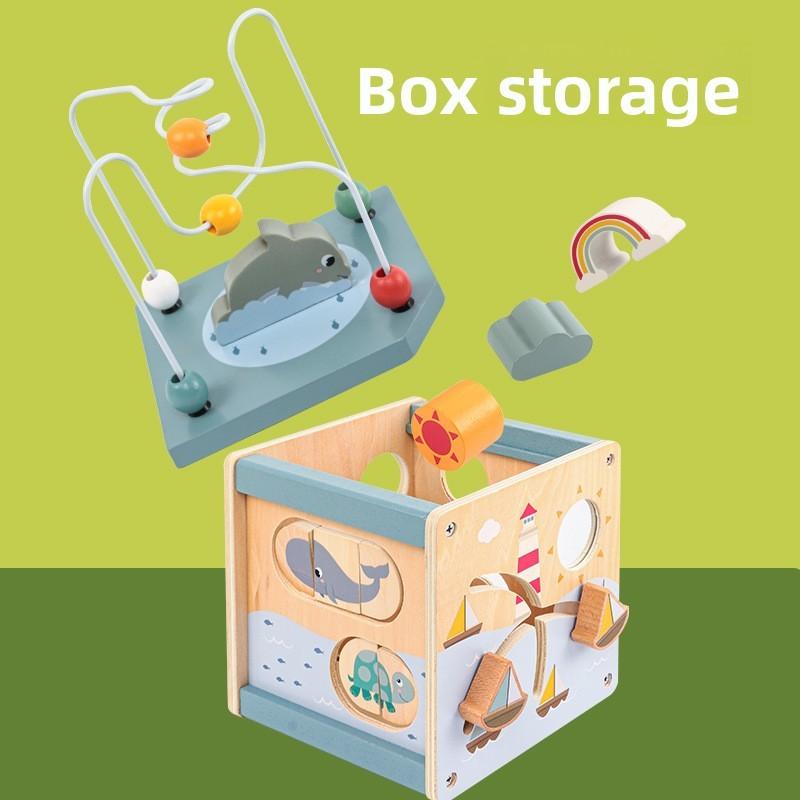 Wooden Puzzle Marine Toy With Bead Maze And Sliding Tracks For Education Early