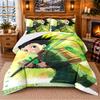 Hunter X Hunter Muster Bettwäsche 3-teiliges Set Bettlaken und Kissenbezüge für Schlafzimmer