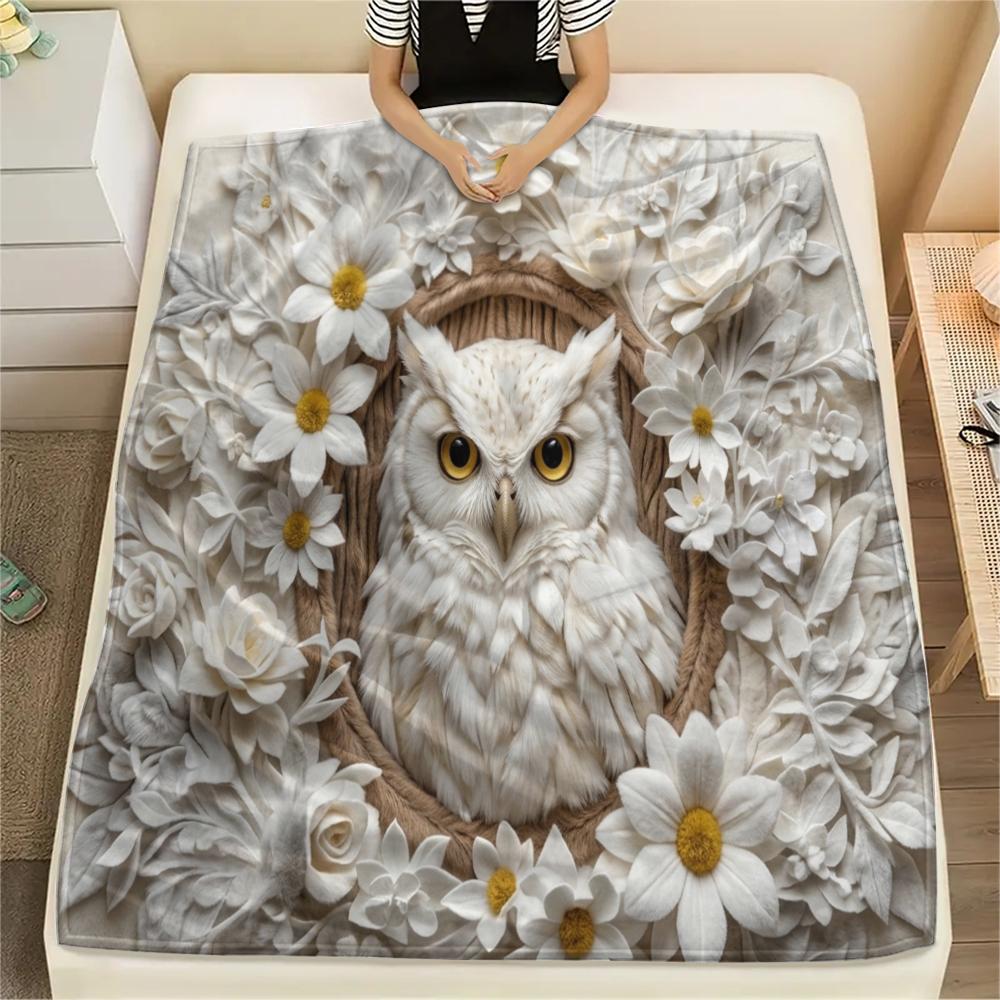 1Pc owl Print Flannel Blanket, High quality Comfortable for All Seasons, Home Decor, Warmth and Comfort, Perfect for Christmas Gifts W67