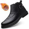 Fashion Luxury Brand Genuine Leather Business Boots Fashionable Crocodile Patterned Men's High Top Boots Comfort Winter Plush Warm Boots