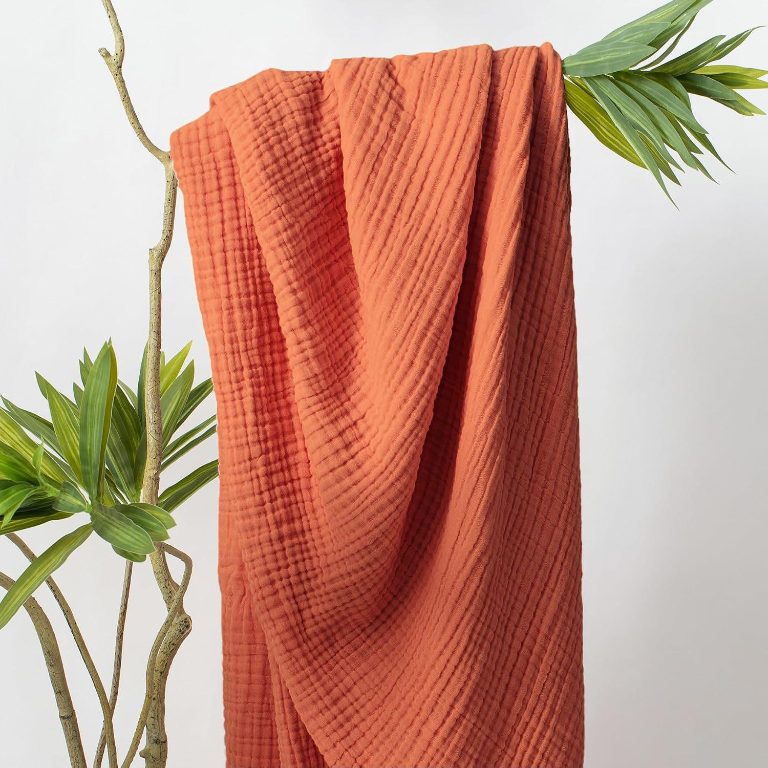 100% Katoen Muslin Deken, 6 Lagen Ademende Katoenen Plaid voor Groot Bed en Bank, Gaas Deken voor Volwassenen Alle Seizoenen 150x200cm