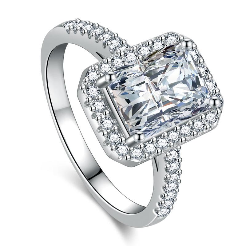 Lindon Classic Copper Alloy Zircon Ring Ladies Jewelry Wedding Promise Party Gift