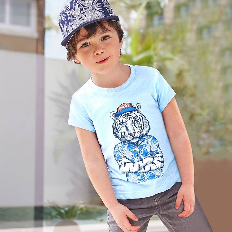2025 Boys' Pure Cotton Knitted Short-Sleeve T-Shirt, Sizes Small & Medium, European & American Style