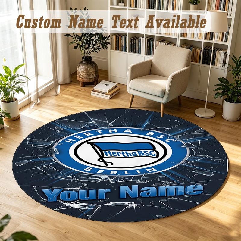 Round Rug Custom Namehertha Bsc Pattern Non Slip Carpet Home Floor Decor