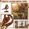 Rustic Metal Bird Wall Decor Outdoor Iron Bird Sculpture Garden Ornament with Mounting Holes for Easy Installation