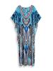 EDOLYNSA Niebieska damska długa sukienka Kaftan w stylu boho, oversize, wakacje na plaży, gorąco sprzedająca się narzutka na strój kąpielowy, szykowna, oddychająca sukienka domowa