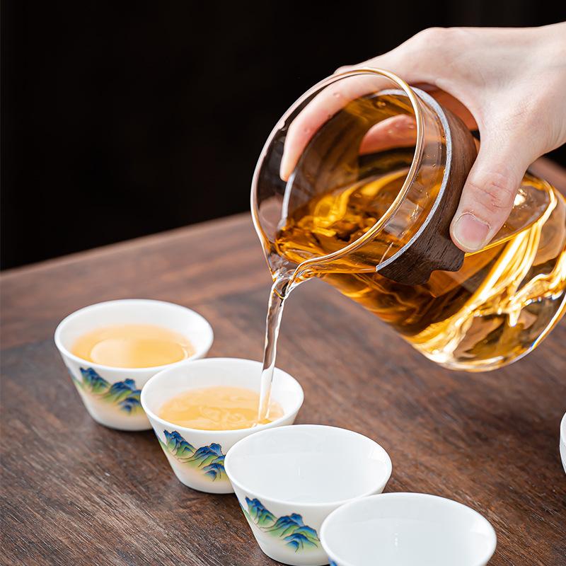 Dehua White Porcelain Glass Travel Set Outdoor Accompanying Portable Kung Fu Tea Set Business Gifts Can Be Customized