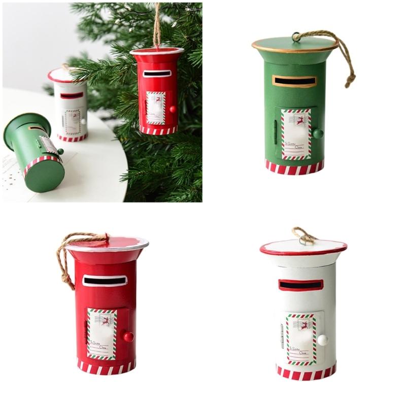 Iron Mailbox Hanging Ornament Christmas Tree Decoration for Yard Mantels Porch Window Display Holiday Party Centerpieces