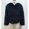 Damen Notched Collar Langarm Kunstpelzmantel Lockerer Sitz Ätherisches Fleece Oberbekleidung