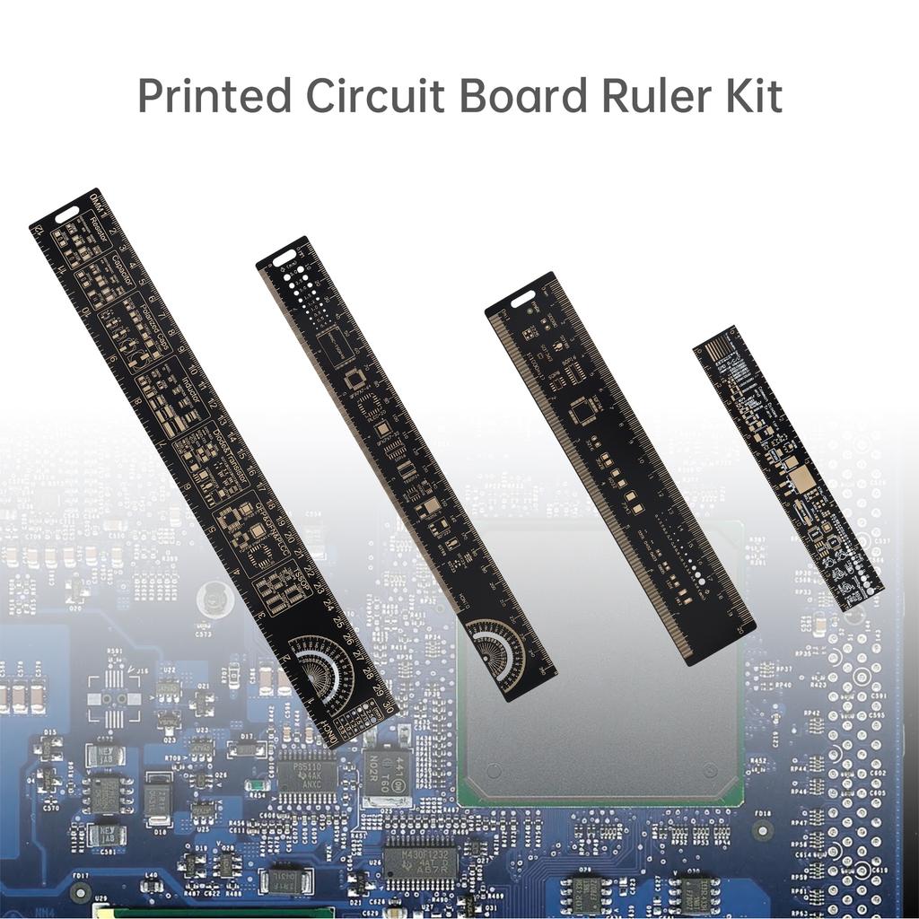4pcs 15-30cm PCB Ruler Set Straight Edge Heavy Duty Electronic Technician Engineering Drafting Professional