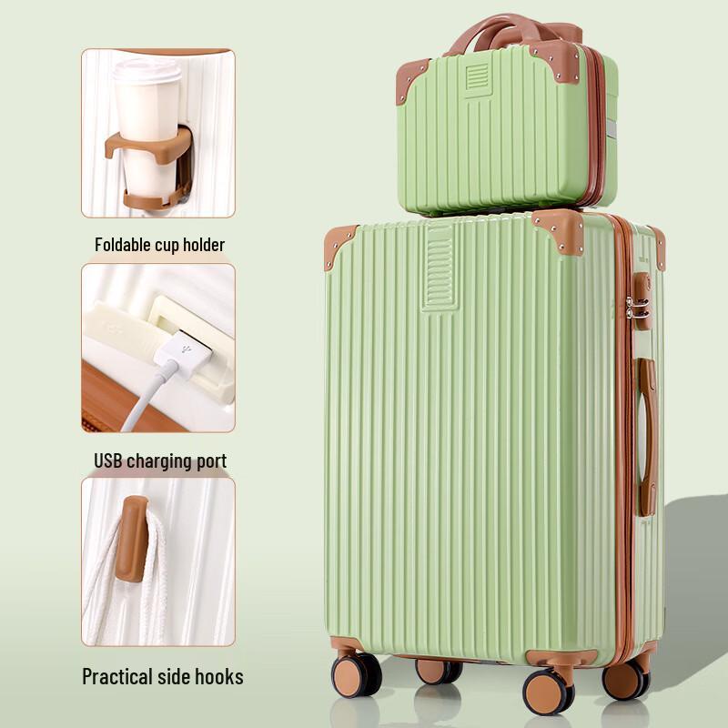 JOURHEY SHI Lightweight Rolling Suitcase with USB Cup Holder