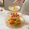 Flower Language Multi-Layer Fruit Plate Living Room Home Coffee Table Light Luxury Crystal Plate Hotel Front Desk Candy Plate Snack Plate