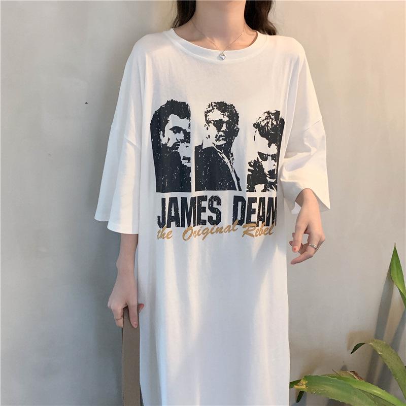 Korean Style Knee-Length Nightdress for Plus Size Women - Loose, Casual, and Comfortable Spring/Summer Dress.