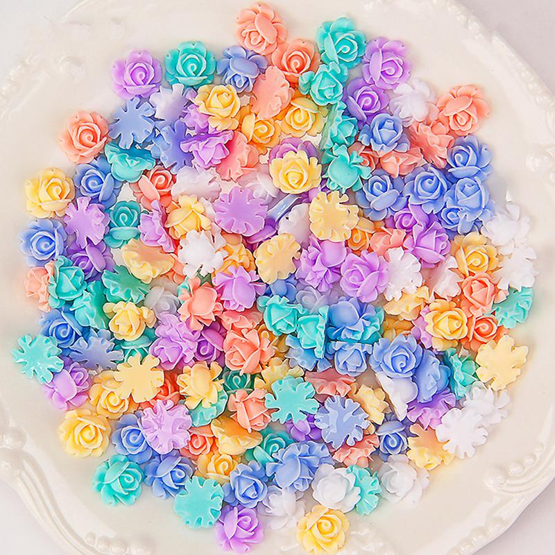 50Pcs 3D Mini Flower Flatback Resin Accessories Diy Craft Phone Patches Material
