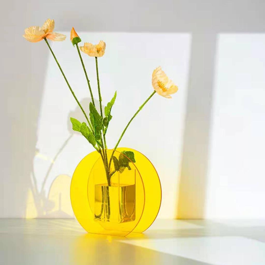 Ins-Stil Acrylvase Kreative Kunst Wellige Blume Hydroponische Blumenanordnung Tischdekoration Transparente Vase