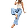 Y2K Style High Waist Wide Leg Ruffle Jeans for Women