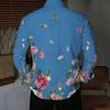 Men Collared Shirt Gray Pink Floral Branch Print Long Sleeve Button Down Top