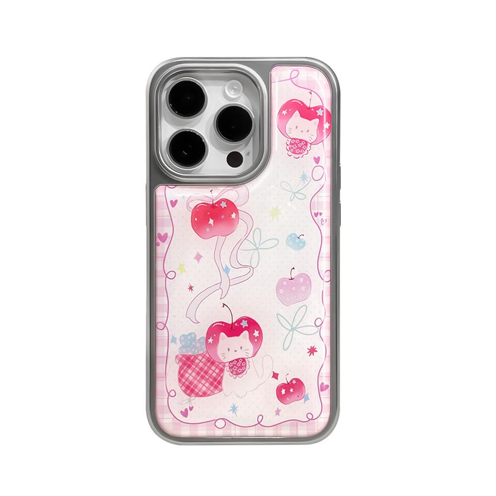 Applicable to iPhone16 mobile phone case Korean Apple Kitten Apple 15 anti-drop electroplating water condensation 13 niche advanced 14