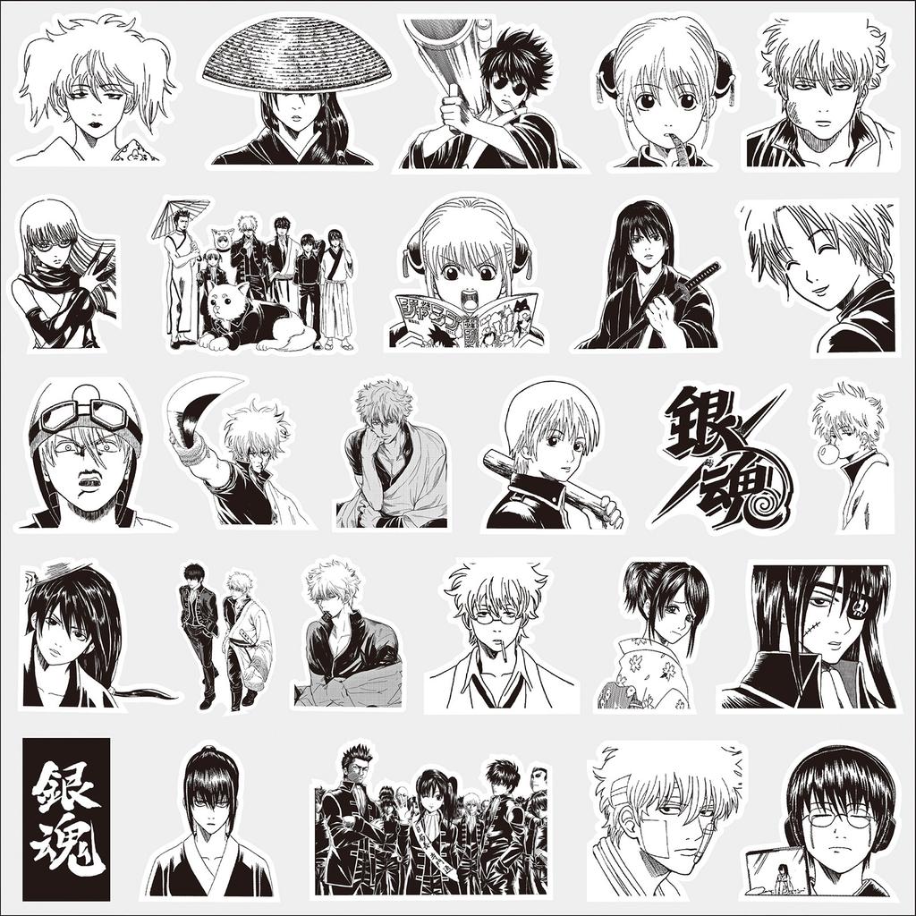 80/160PCS Anime Gintama Cool Stickers Sakata Gintoki Sticker Car Laptop Hijikata Toushirou Cartoon Graffiti Decals Kids Toy Gift