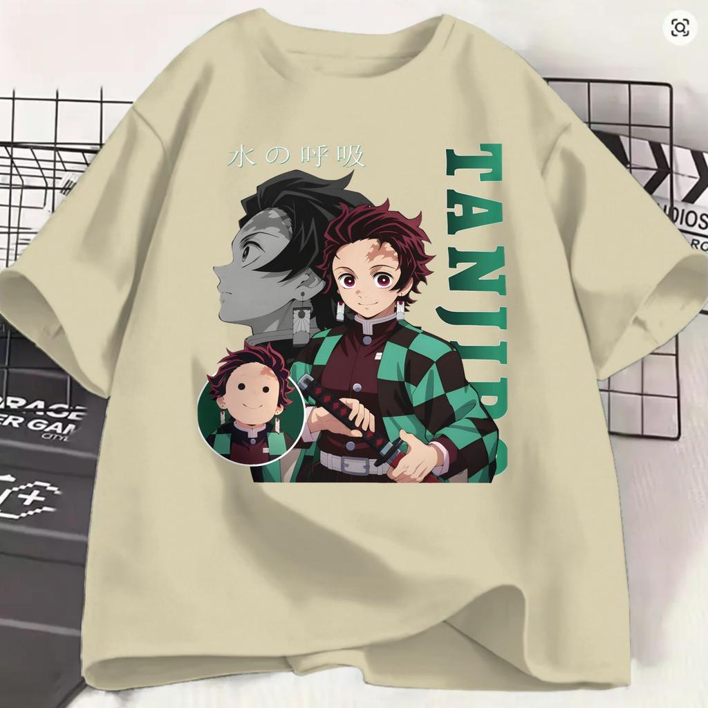 Unisexs Tshirts Kamado Tanjiro Funny 100 Cotton Tees Short Sleeve Demon Slayered T Shirts Crew Neck Tops Adult