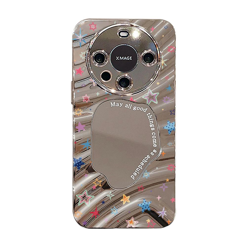 Mirror Phone Case for iPhone 16 11 13 14 for 16 Pro 12 13 15 16 Pro Max for Samsung A15 A16 A35 A55 Cute Cloud Flower Puppy Electroplated Phone Case