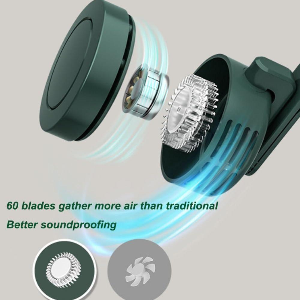 3 Speeds Suspended Waist Fan Long-Lasting Pocket Fan New Silent Mini Bladeless Electric Fan